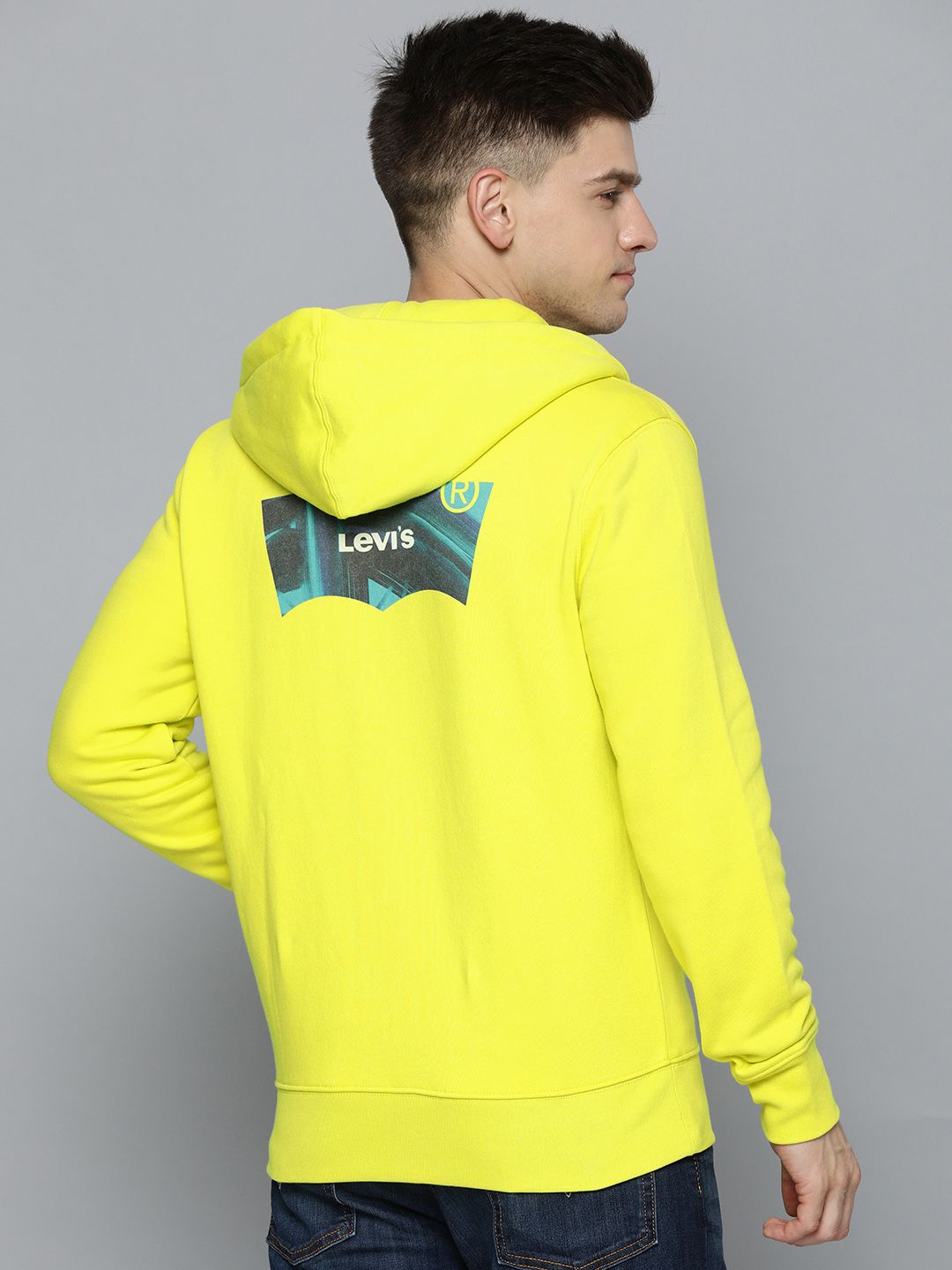  Levis Men Yellow Brand Logo Print Hooded Sweatshirt