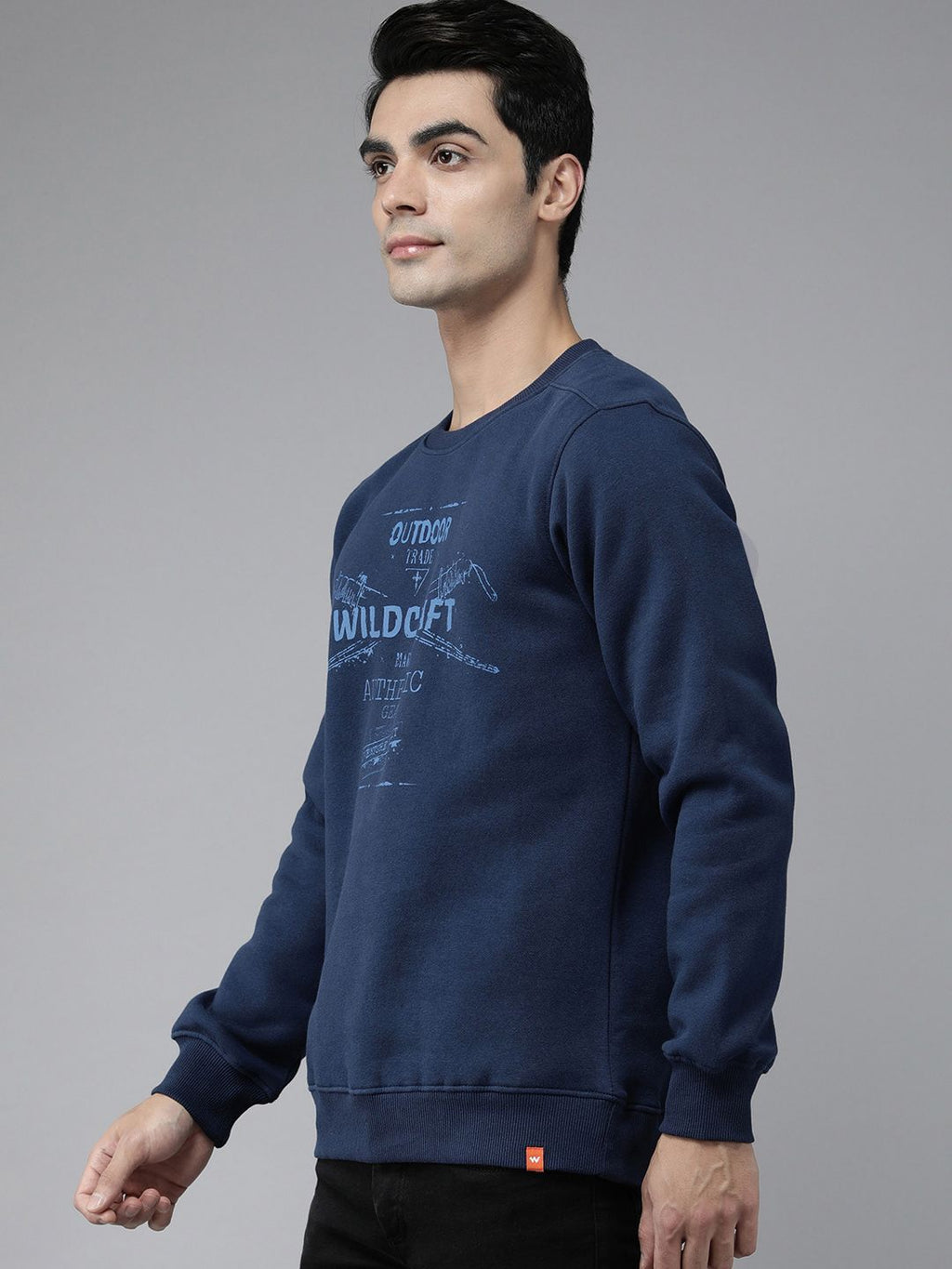  Wildcraft Men Navy Blue Brand Logo Printed Sweatshirt