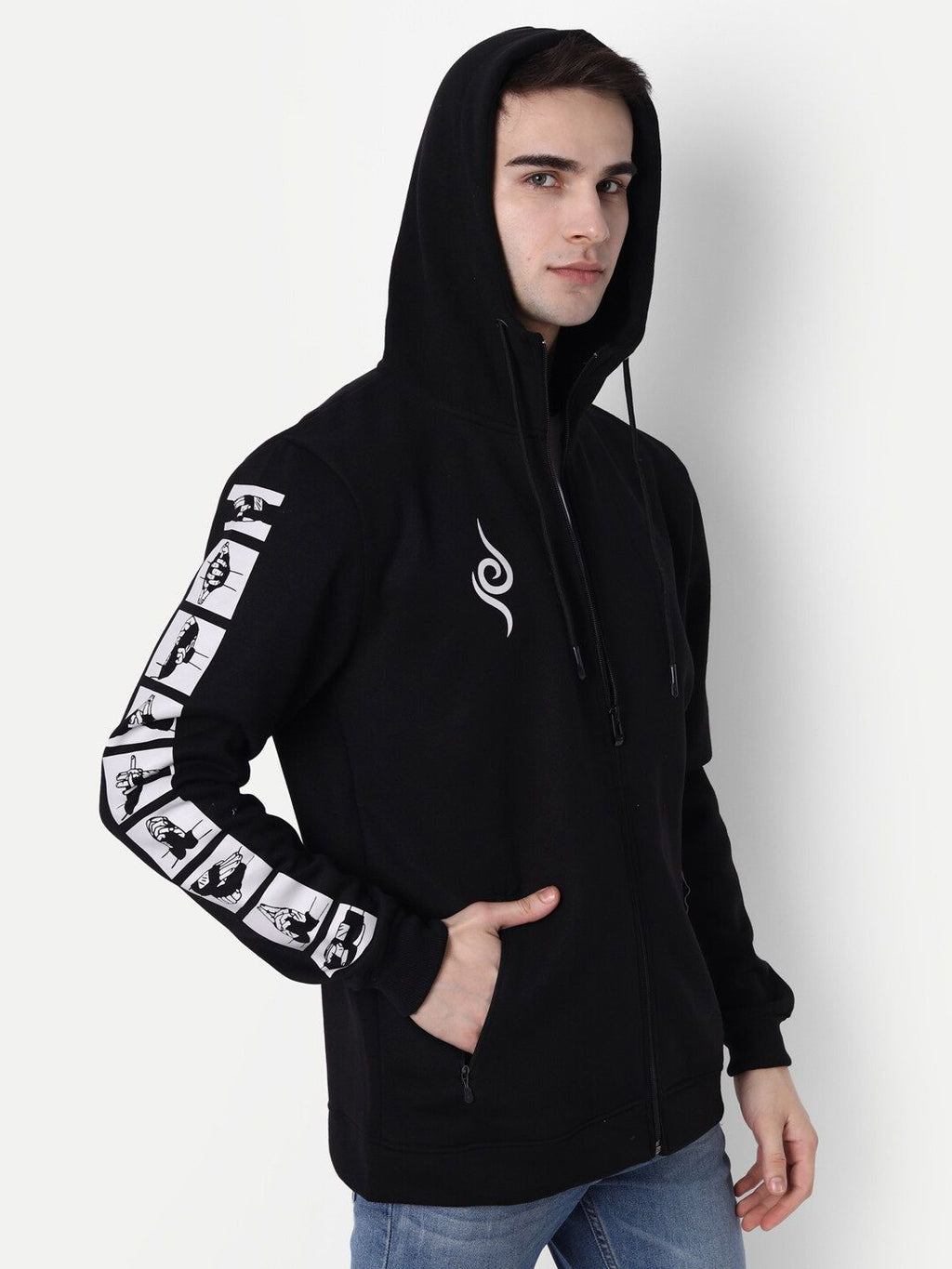  COMICSENSE Men Anime Printed Naruto Sensei Hooded Sweatshirt