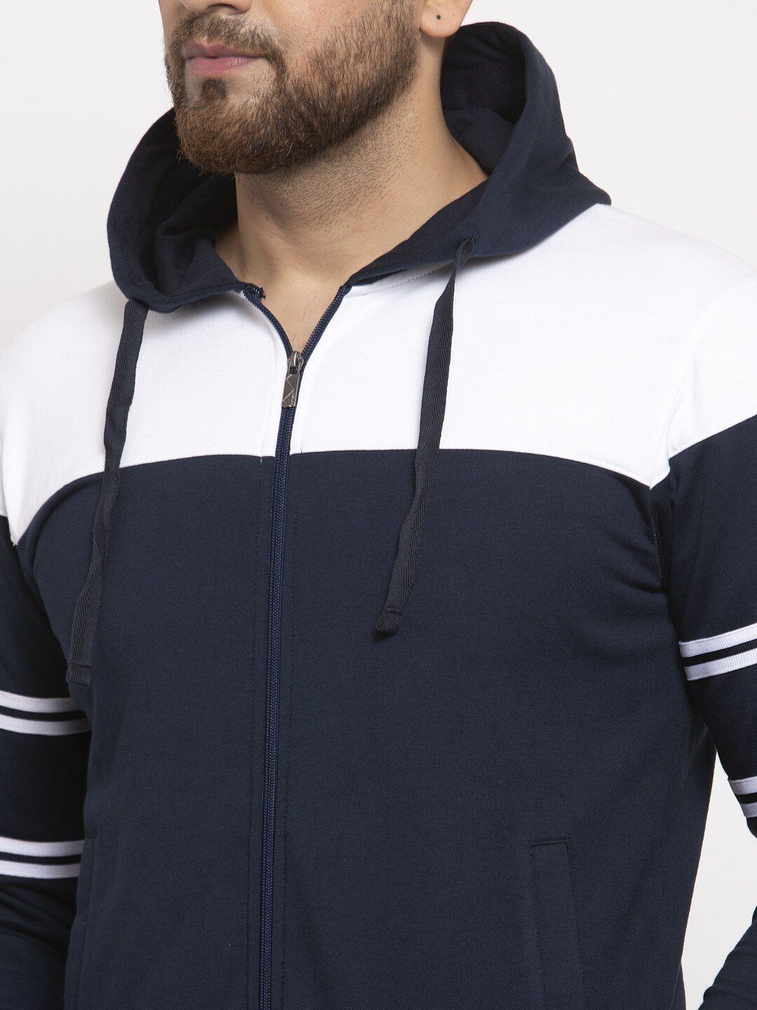  WILD WEST Men Navy Blue & White Colourblocked Tracksuit