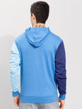  Snitch Men Blue Colourblocked Hooded Cotton Sweatshirt