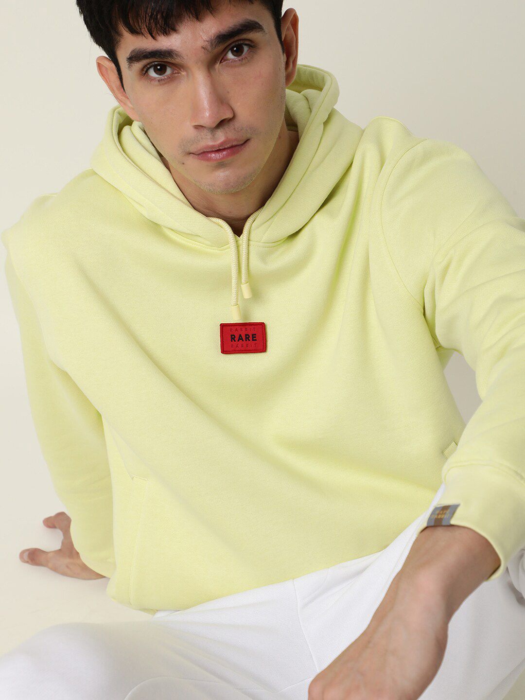 RARE RABBIT Men Yellow Hooded Sweatshirt