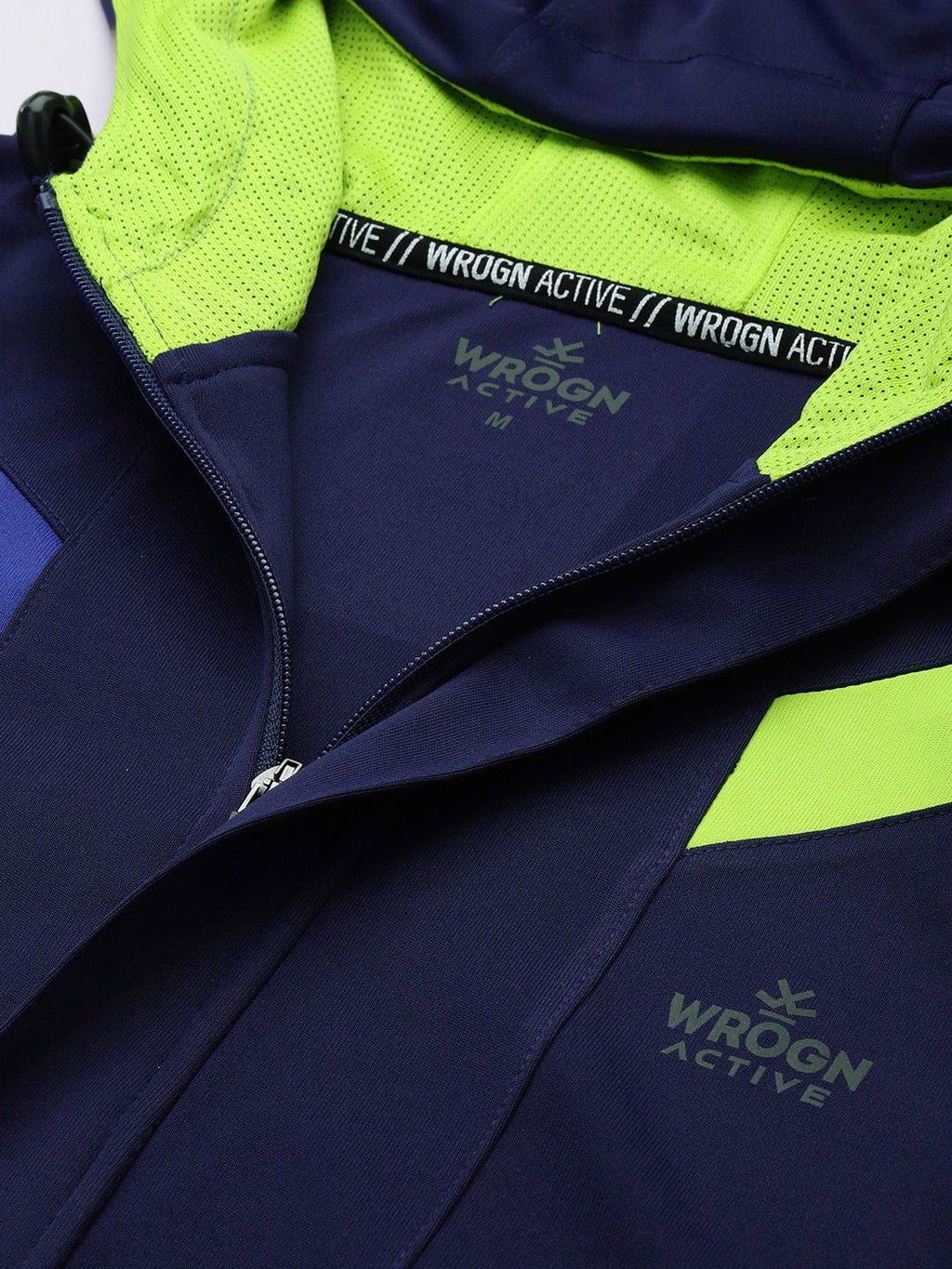  WROGN ACTIVE Men Navy Blue Brand Logo Printed Hooded Sweatshirt