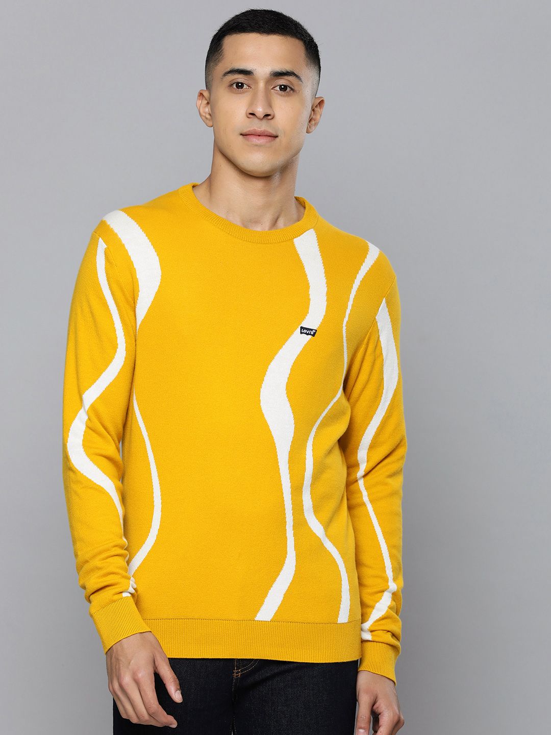  Levis Men Yellow Abstract Printed Sweatshirt