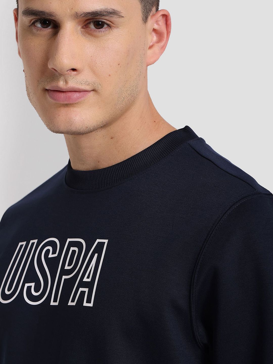  U.S. Polo Assn. Printed Round Neck Outline Logo Active Pullover Sweatshirt