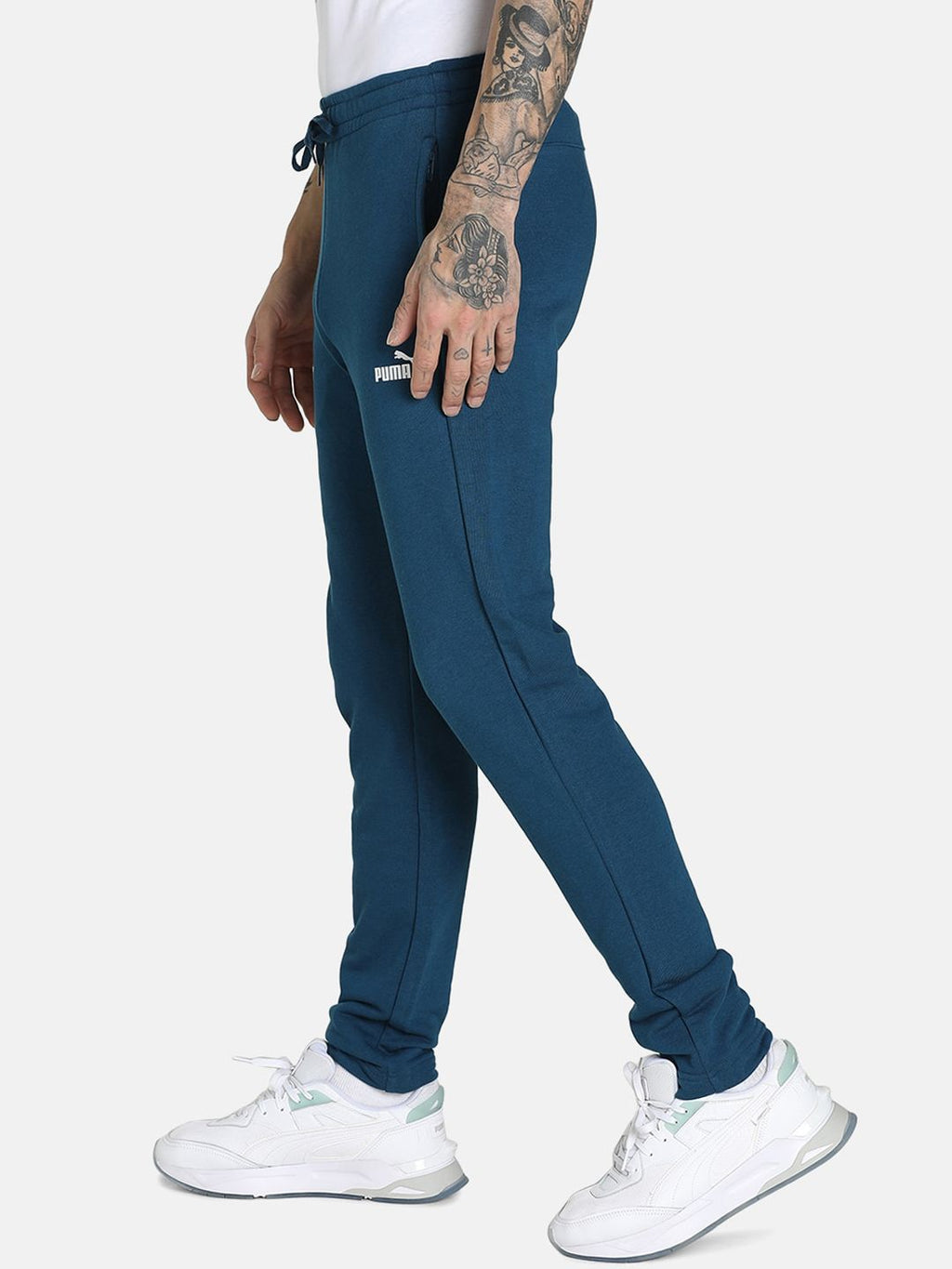  Puma Men Blue Solid Cotton Track Pants