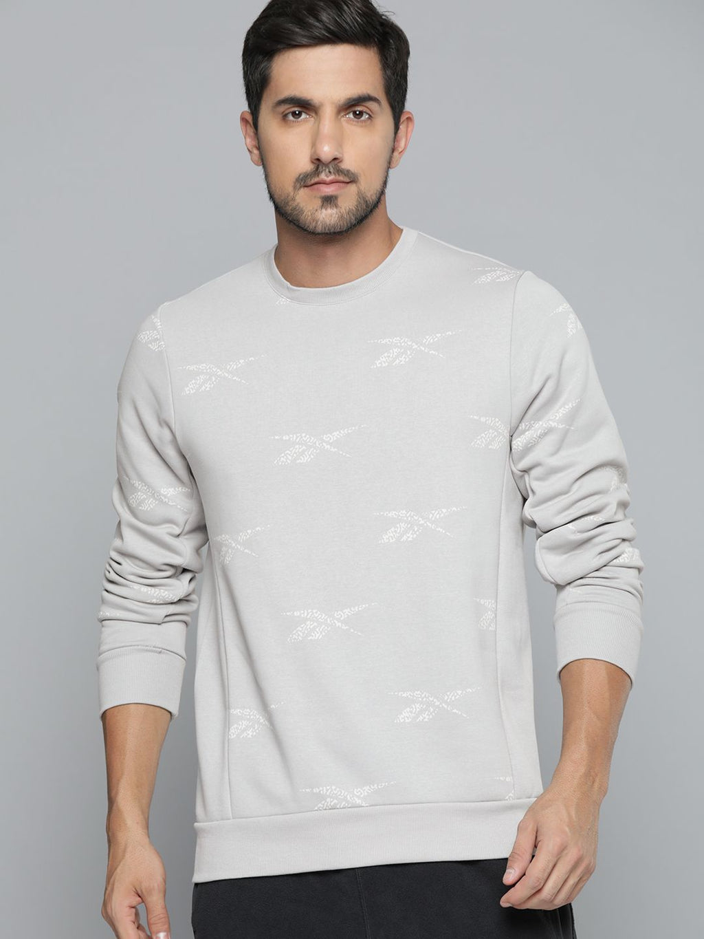  Reebok Men Grey Printed AOP Sweatshirt