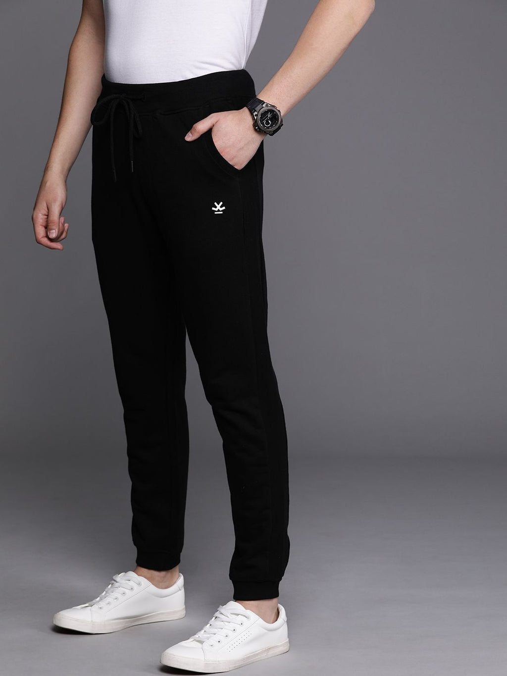  WROGN Men Black Solid Slim Fit Joggers