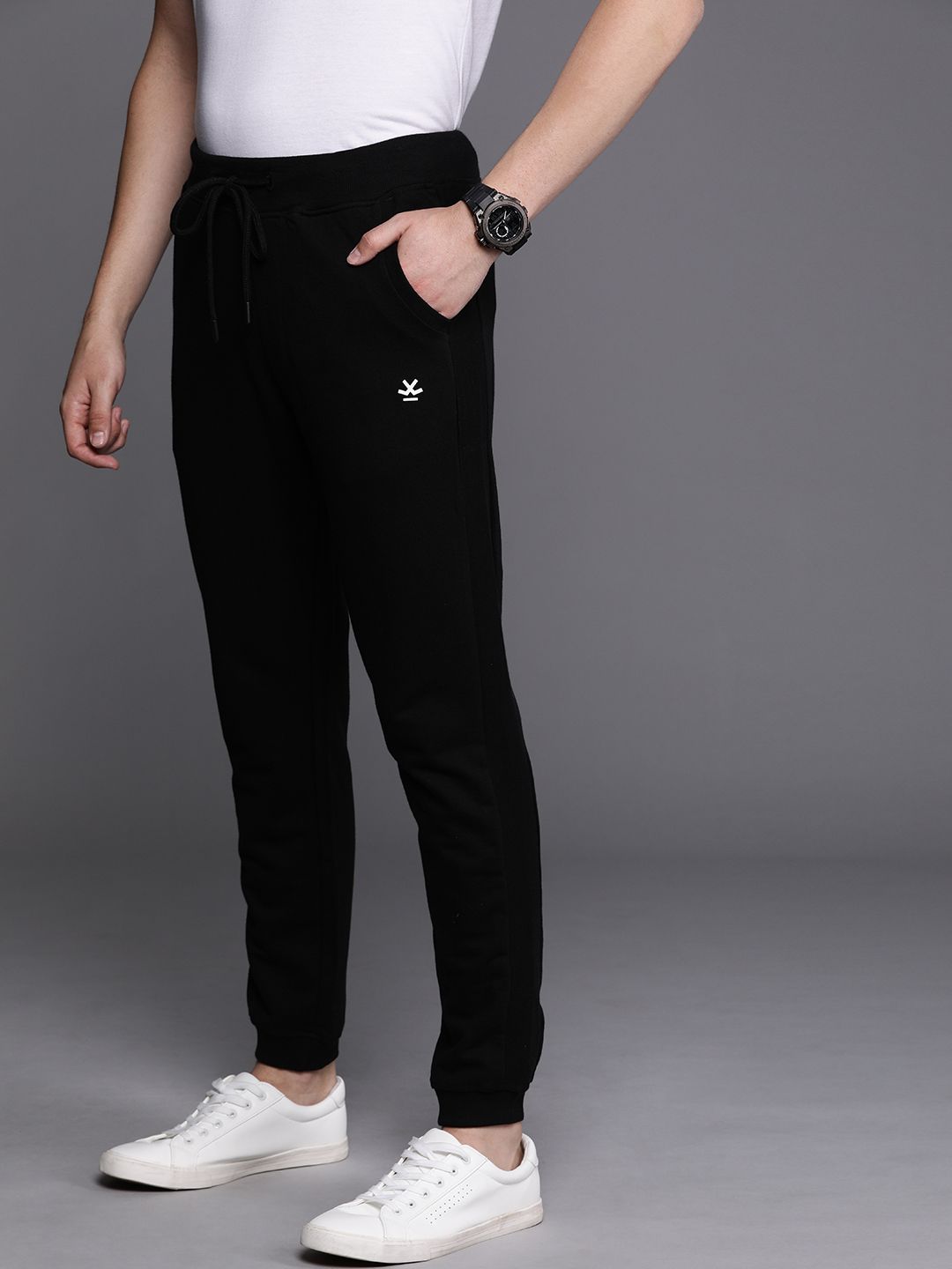  WROGN Men Black Solid Slim Fit Joggers