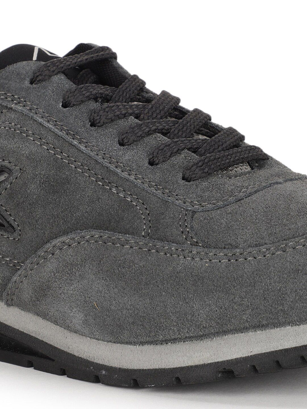  Power Men Grey Leather Road Running Non-Marking Shoes