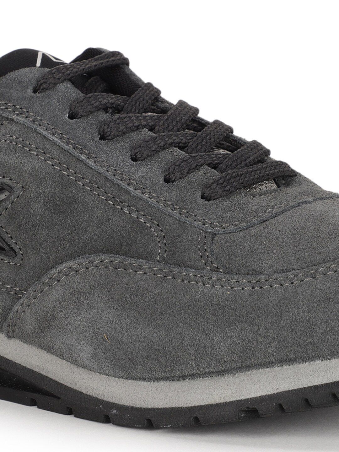  Power Men Grey Leather Road Running Non-Marking Shoes