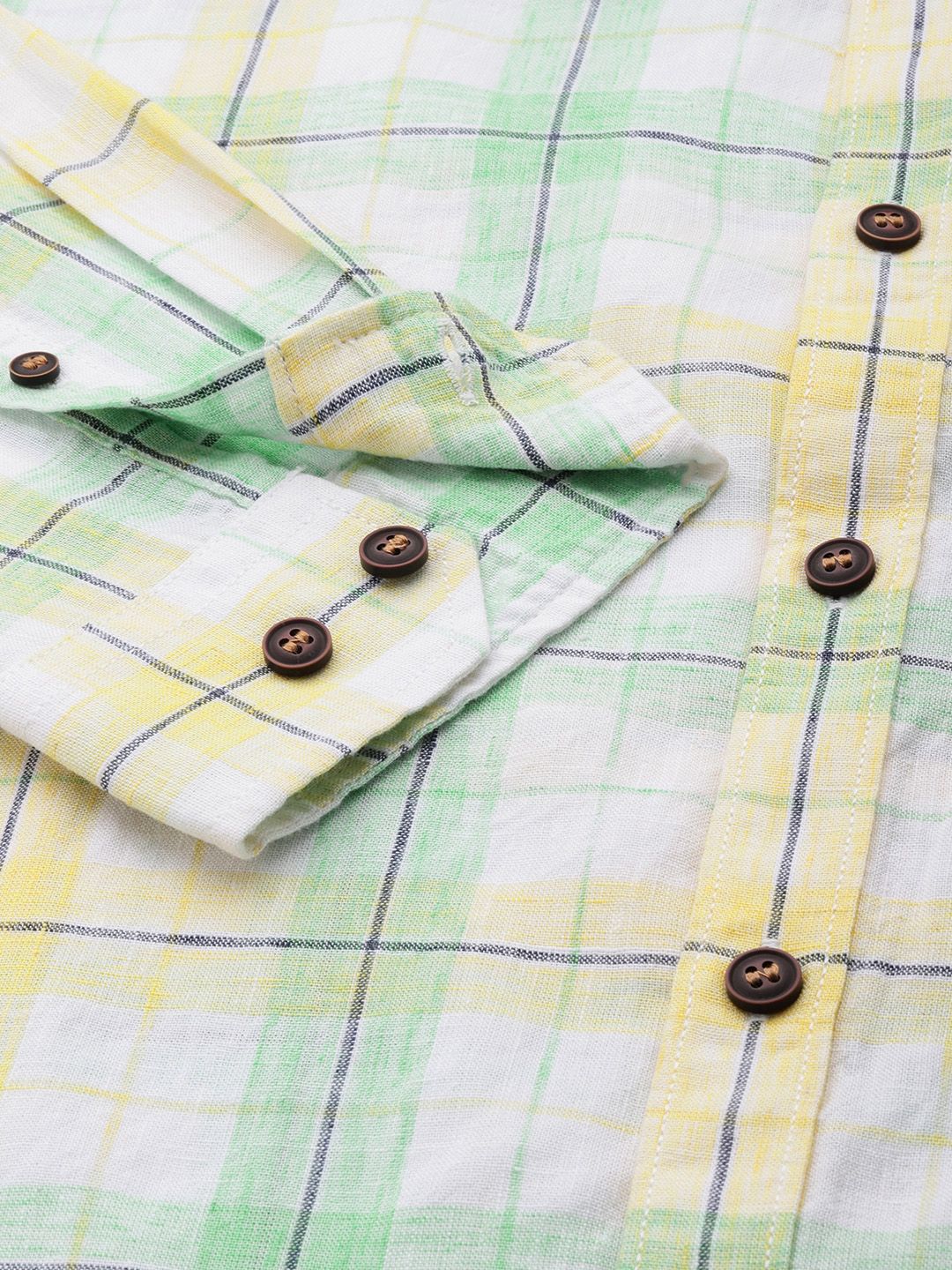  Mast & Harbour Men Lyocell Linen Checked Casual Shirt