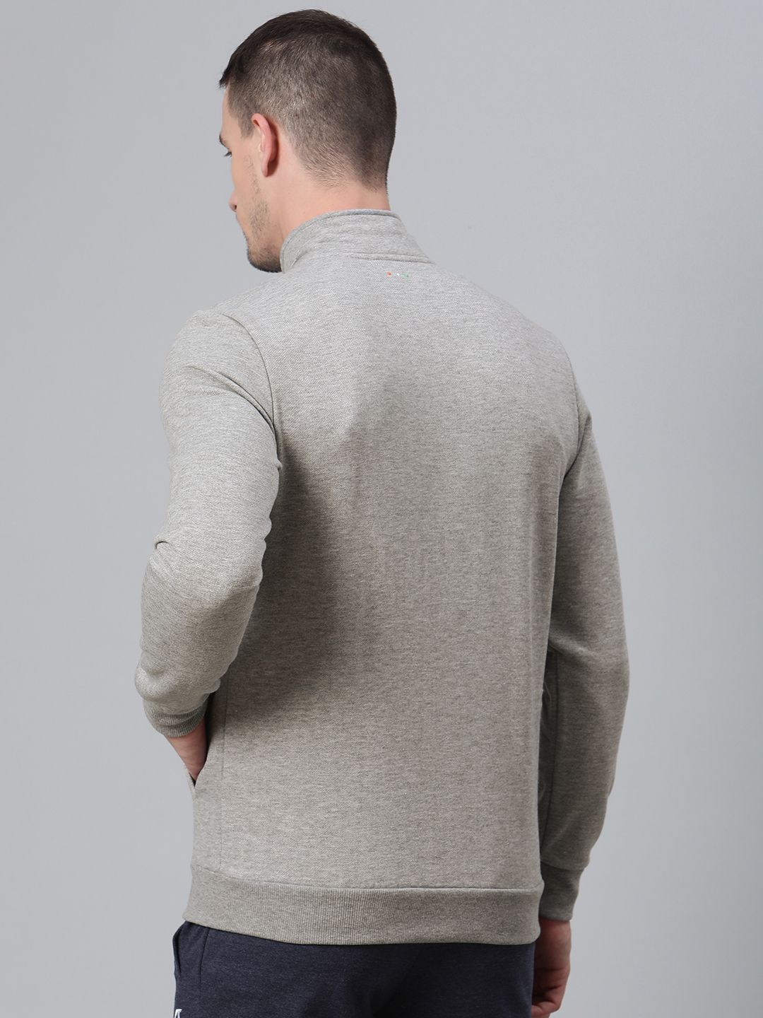 Alcis Men Grey Melange Solid Sweatshirt