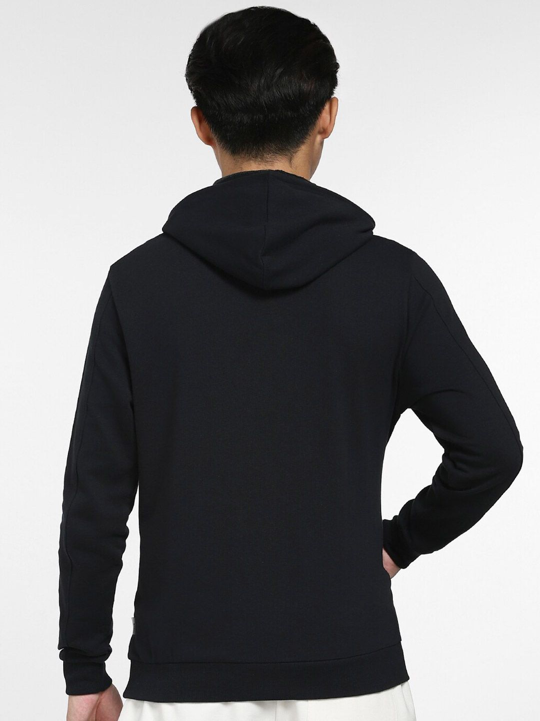  Jack & Jones Men Black Solid Hooded Sweatshirt
