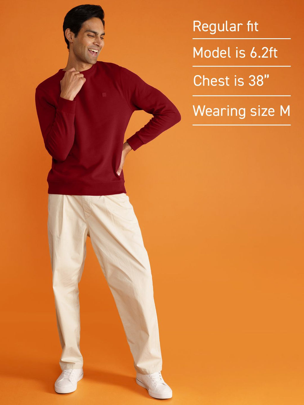  DAMENSCH Men Solid Maroon Premium Cotton Regular Fit Sweatshirt