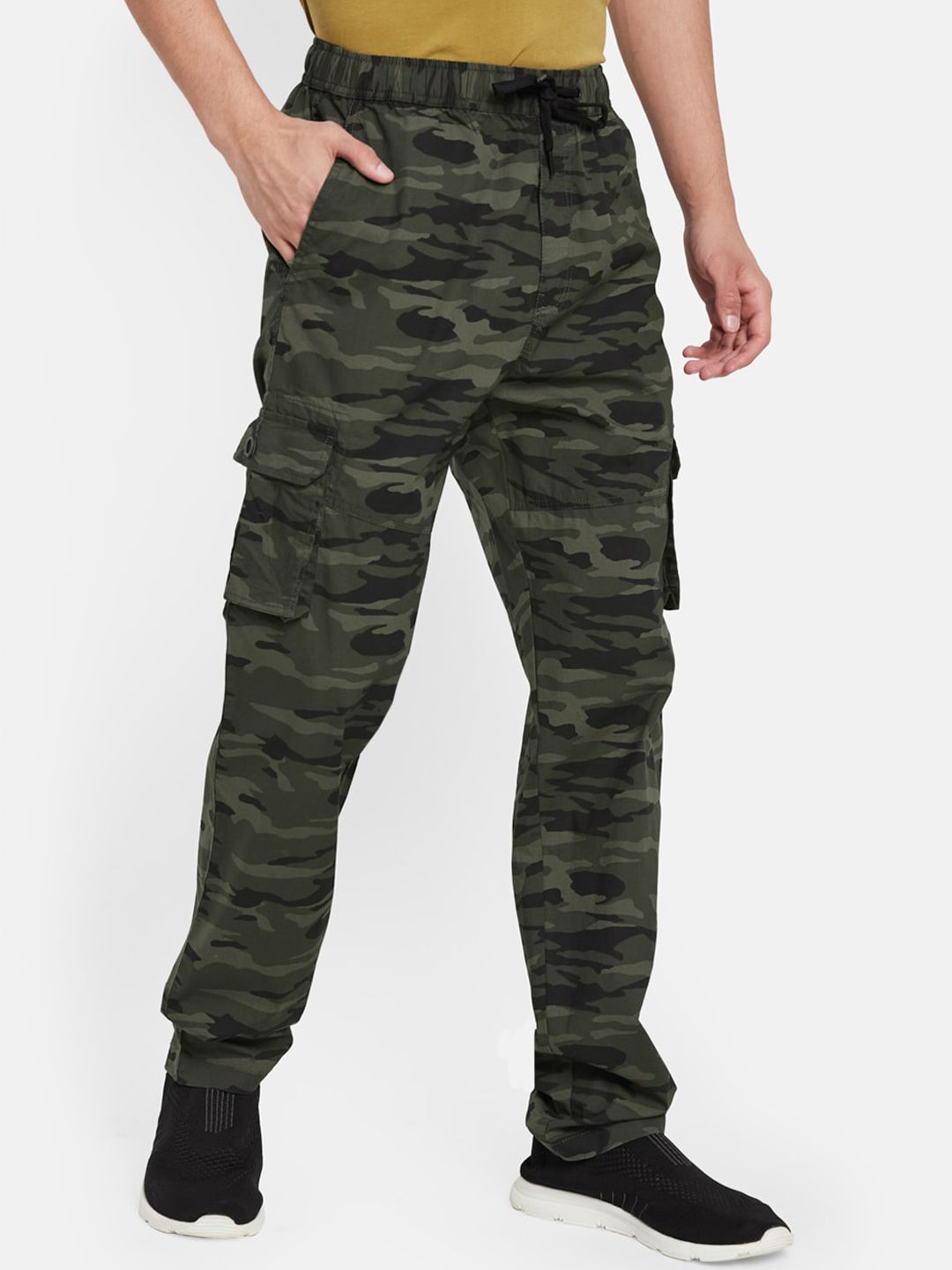  Octave Men Regular Fit Camouflage Printed Pure Cotton Track Pants