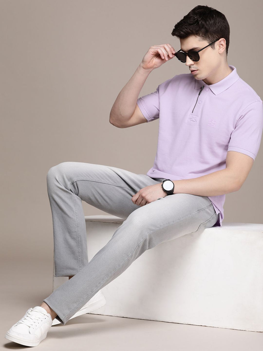  French Connection Solid Polo Collar Pure Cotton T-shirt