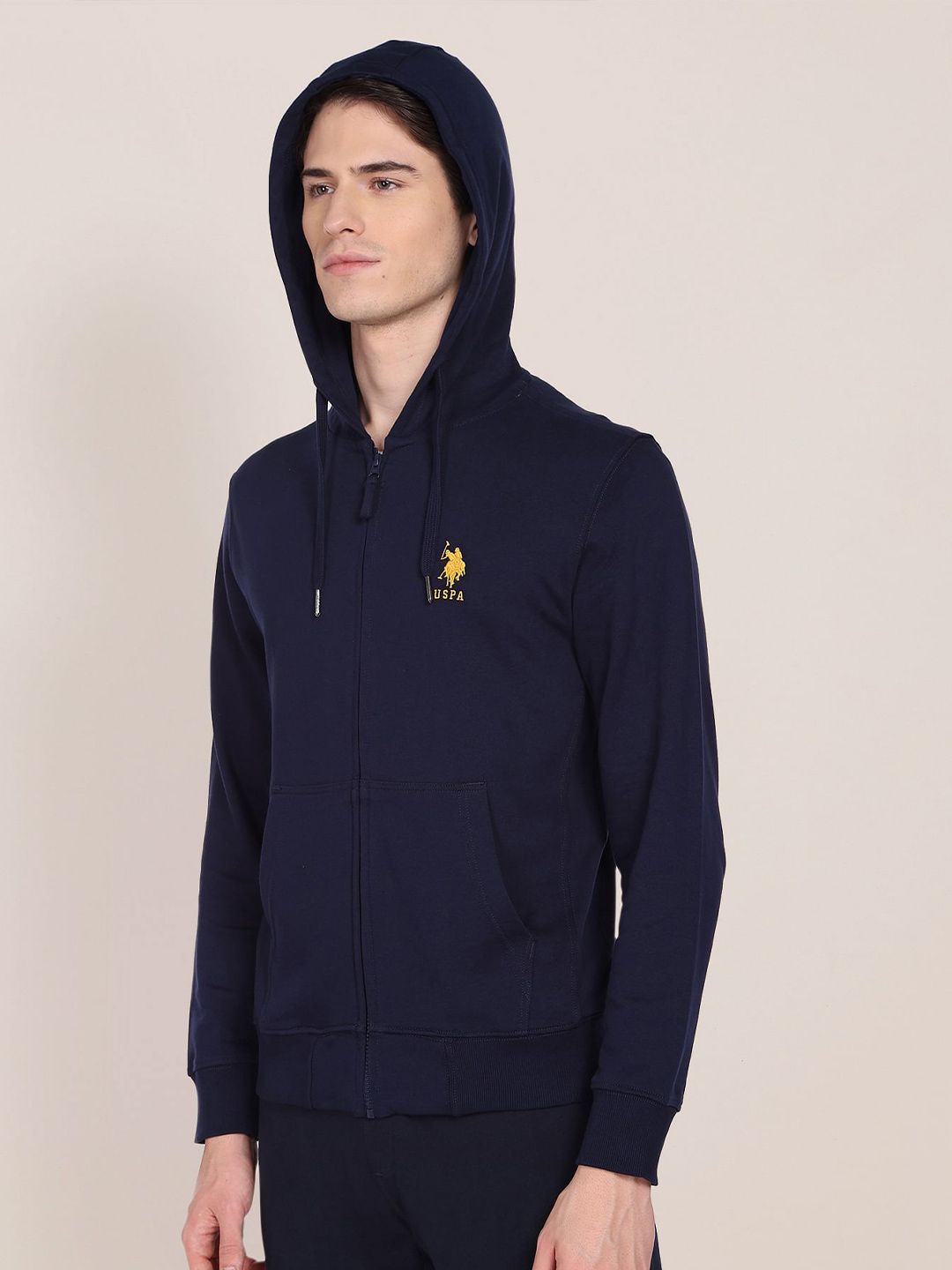  U.S. Polo Assn. Hooded Front-Open Cotton Sweatshirt