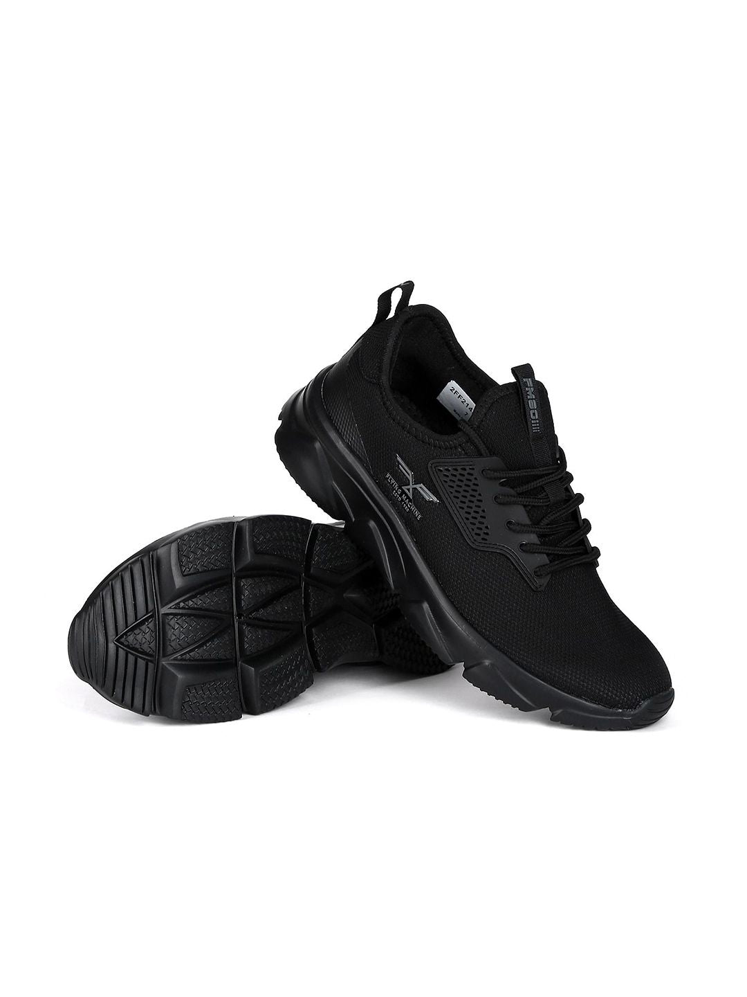  Flying Machine Men Black Mesh Walking Shoes