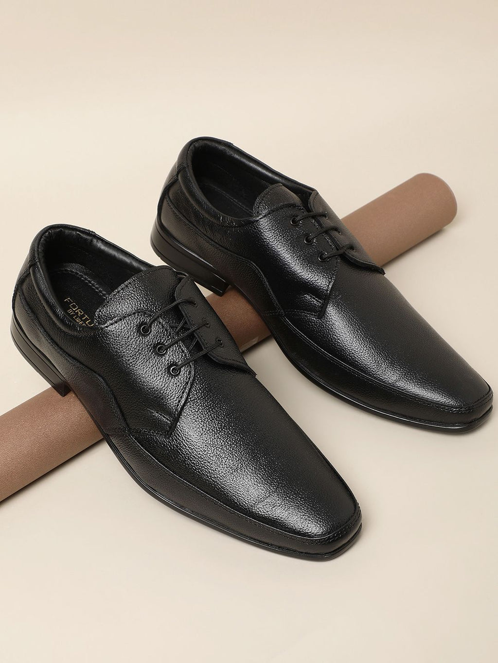  Liberty Men Black Textured Leather Formal Derbys