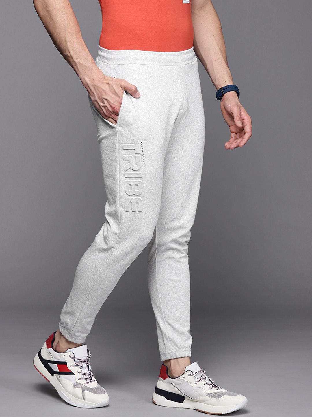 Allen Solly Tribe Men Grey Melange Solid Joggers