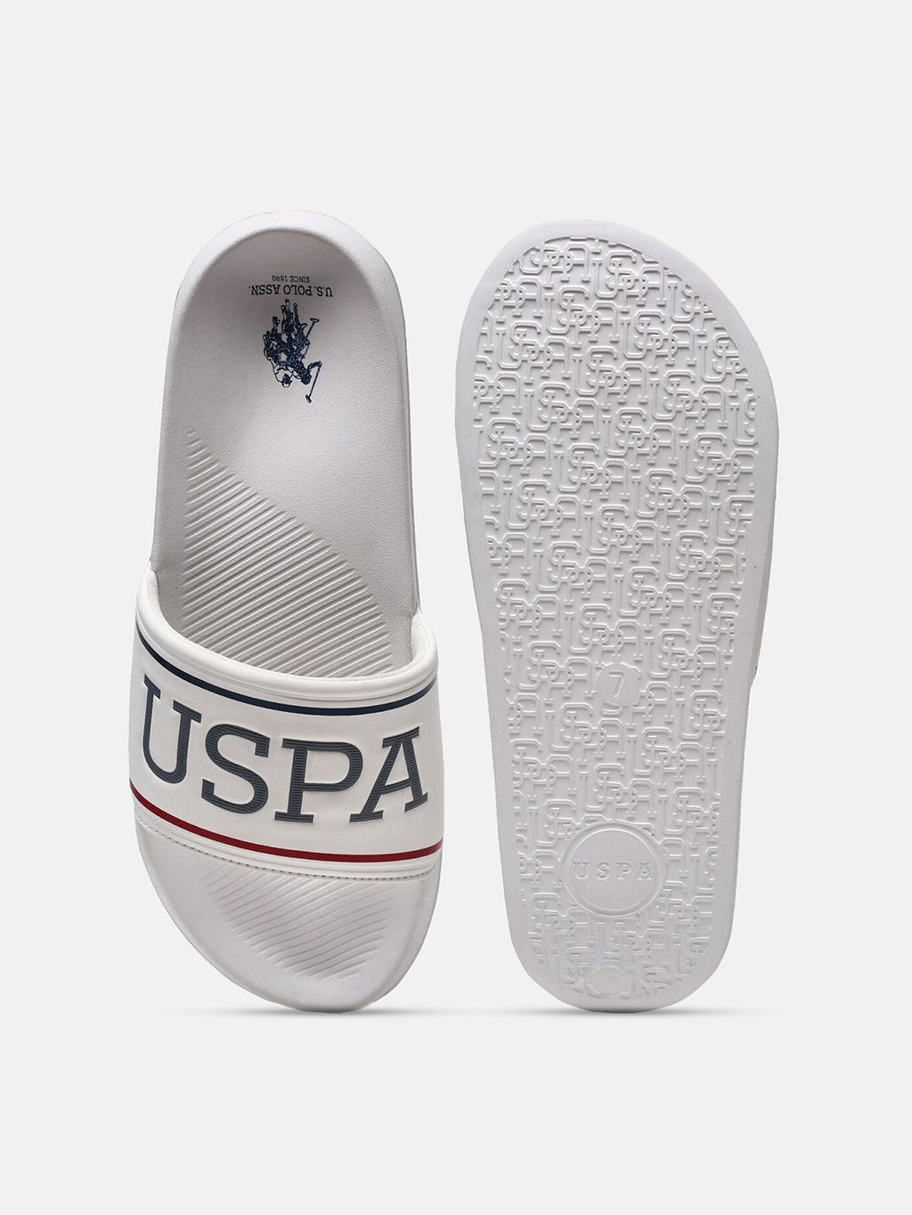 U.S. Polo Assn. U S Polo Assn Men White & Black Printed Sliders