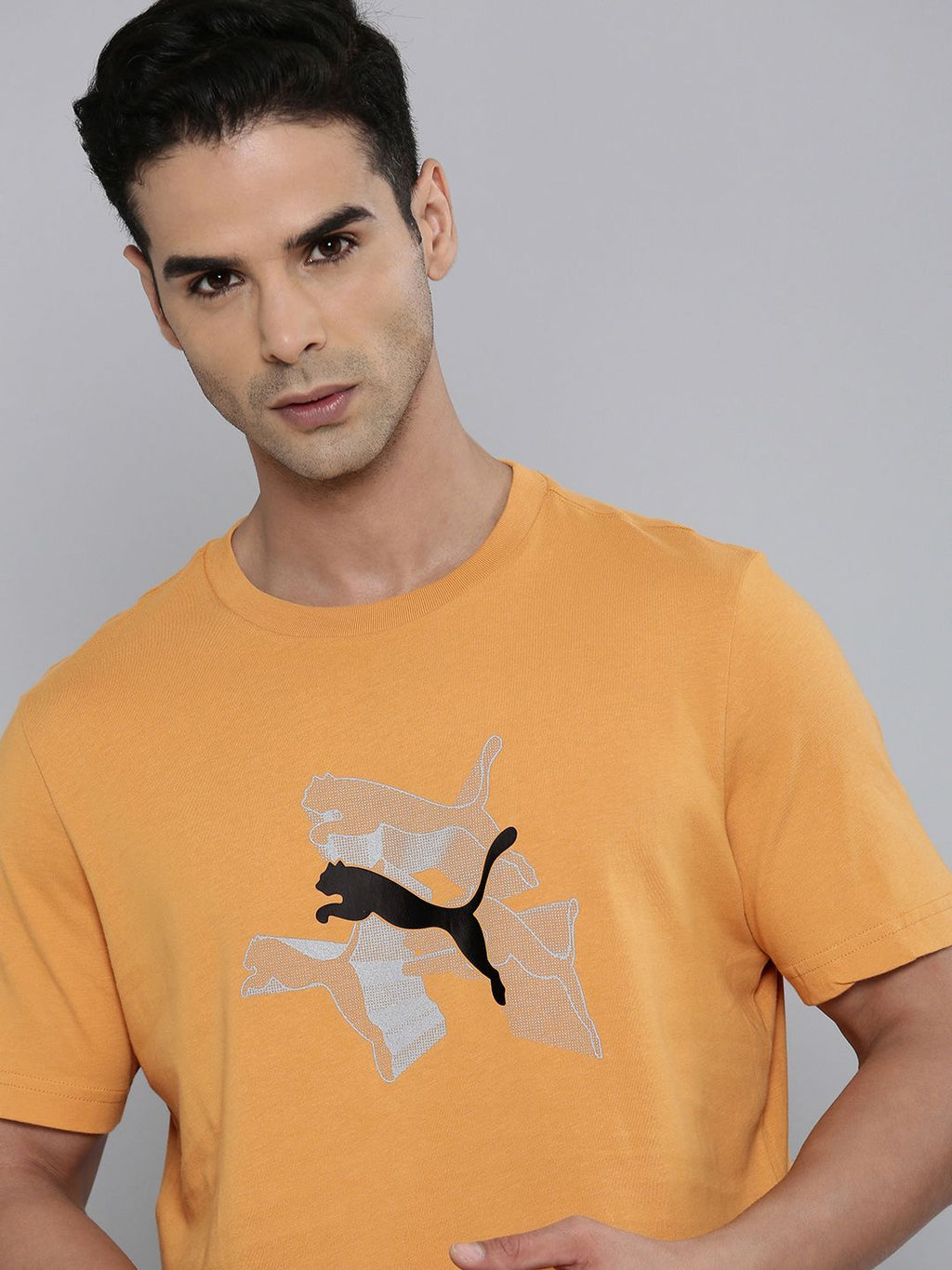  Puma Graphics Reflective Brand Logo Printed Pure Cotton Regular FitT-shirt