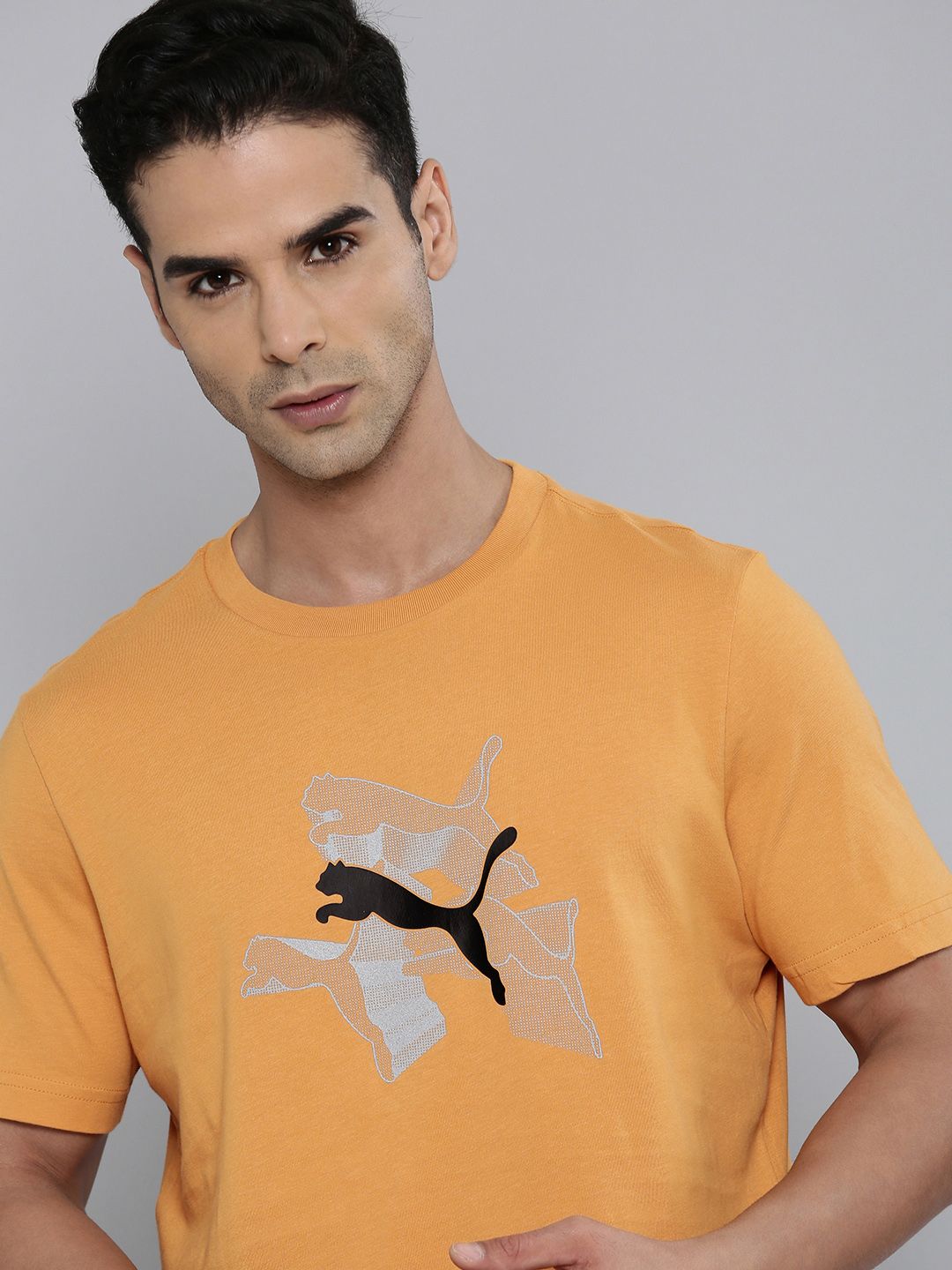  Puma Graphics Reflective Brand Logo Printed Pure Cotton Regular FitT-shirt