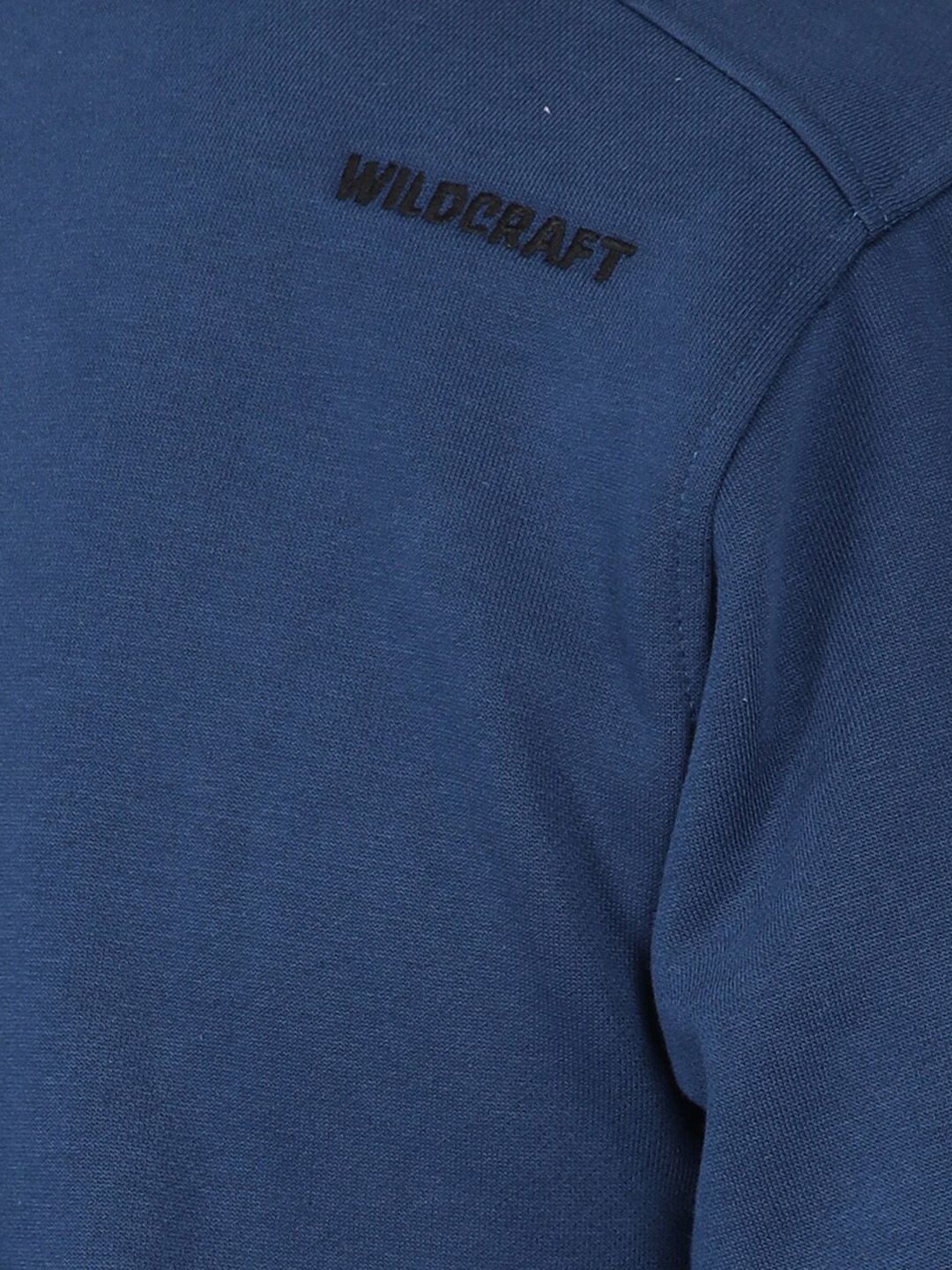  Wildcraft Men Navy Blue Brand Logo Print Ribbed Collar Relaxed-Fit Tracksuit