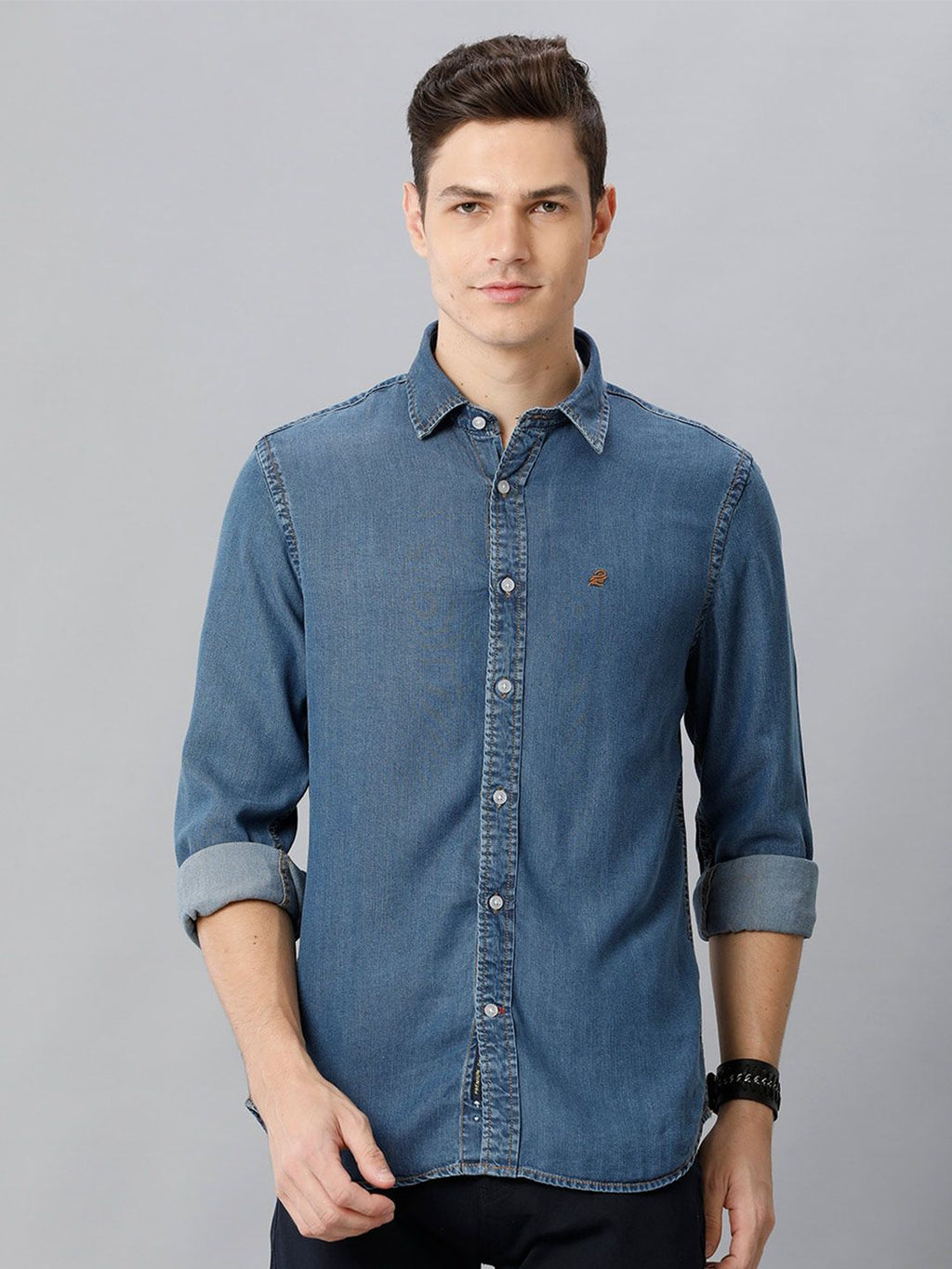  Double Two Faded Slim Fit Opaque Casual Shirt