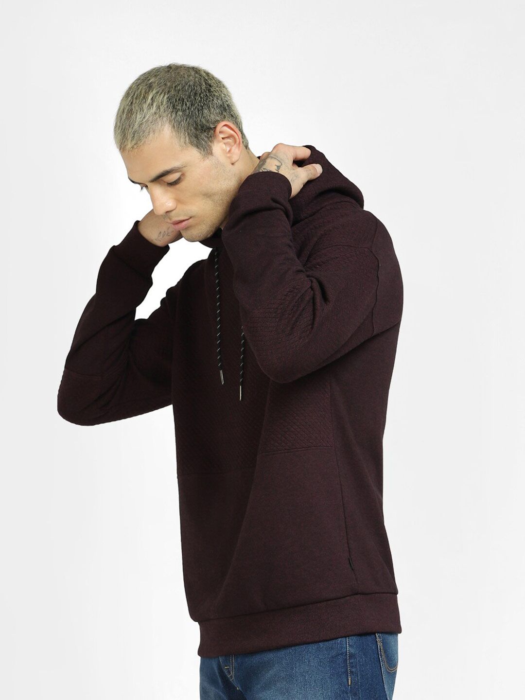  Jack & Jones Men Purple Hooded Sweatshirt