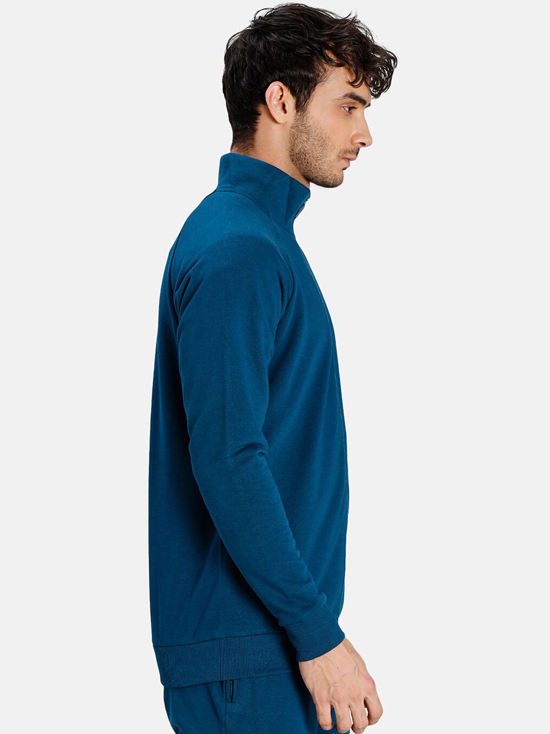  Puma Men Teal Blue Solid Cotton Slim Fit Track Sweatshirt