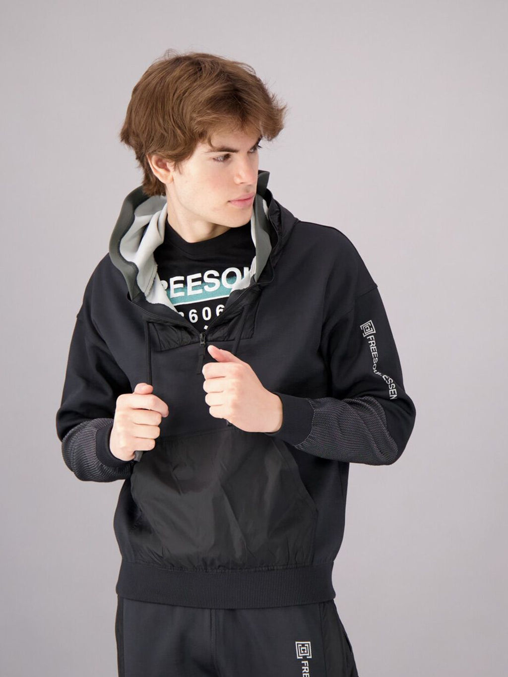  FREESOUL Men Black Printed Hooded Sweatshirt