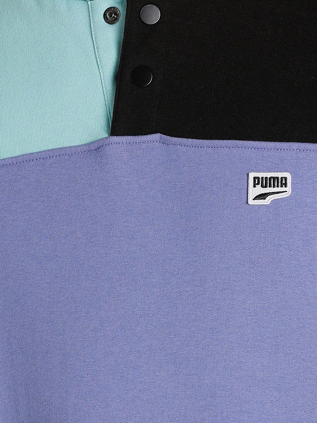  Puma Men Black Downtown Mock Neck Colourblocked Pure Cotton Sweatshirt
