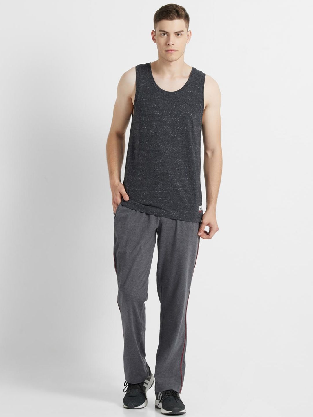  Jockey Men Charcoal Grey Relaxed Fit Solid Track Pants
