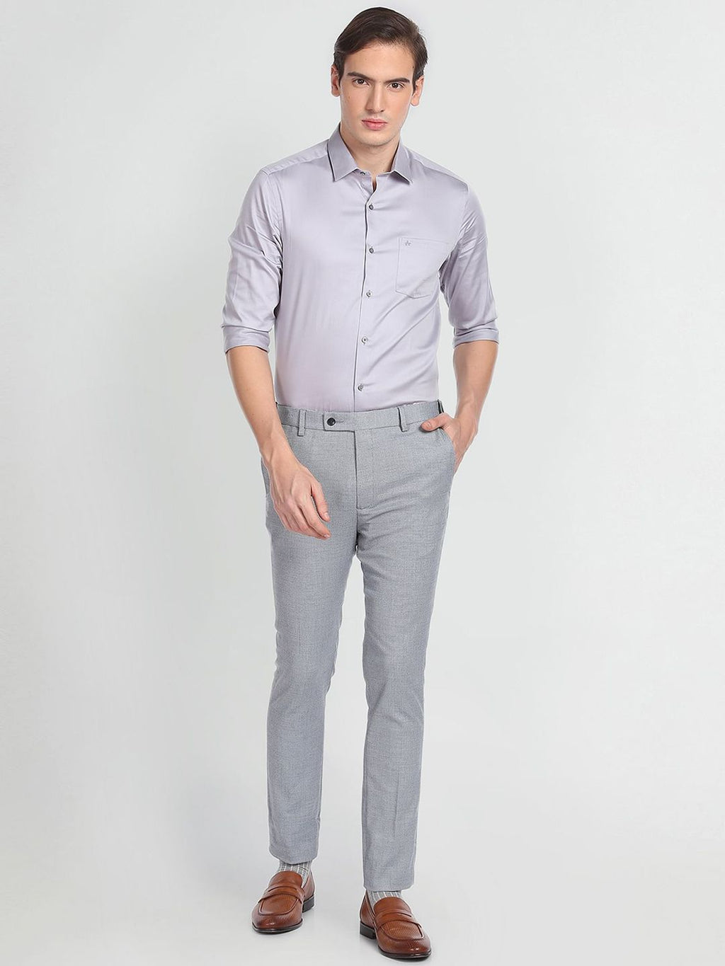  Arrow Men Mid-Rise Slim Fit Formal Trousers