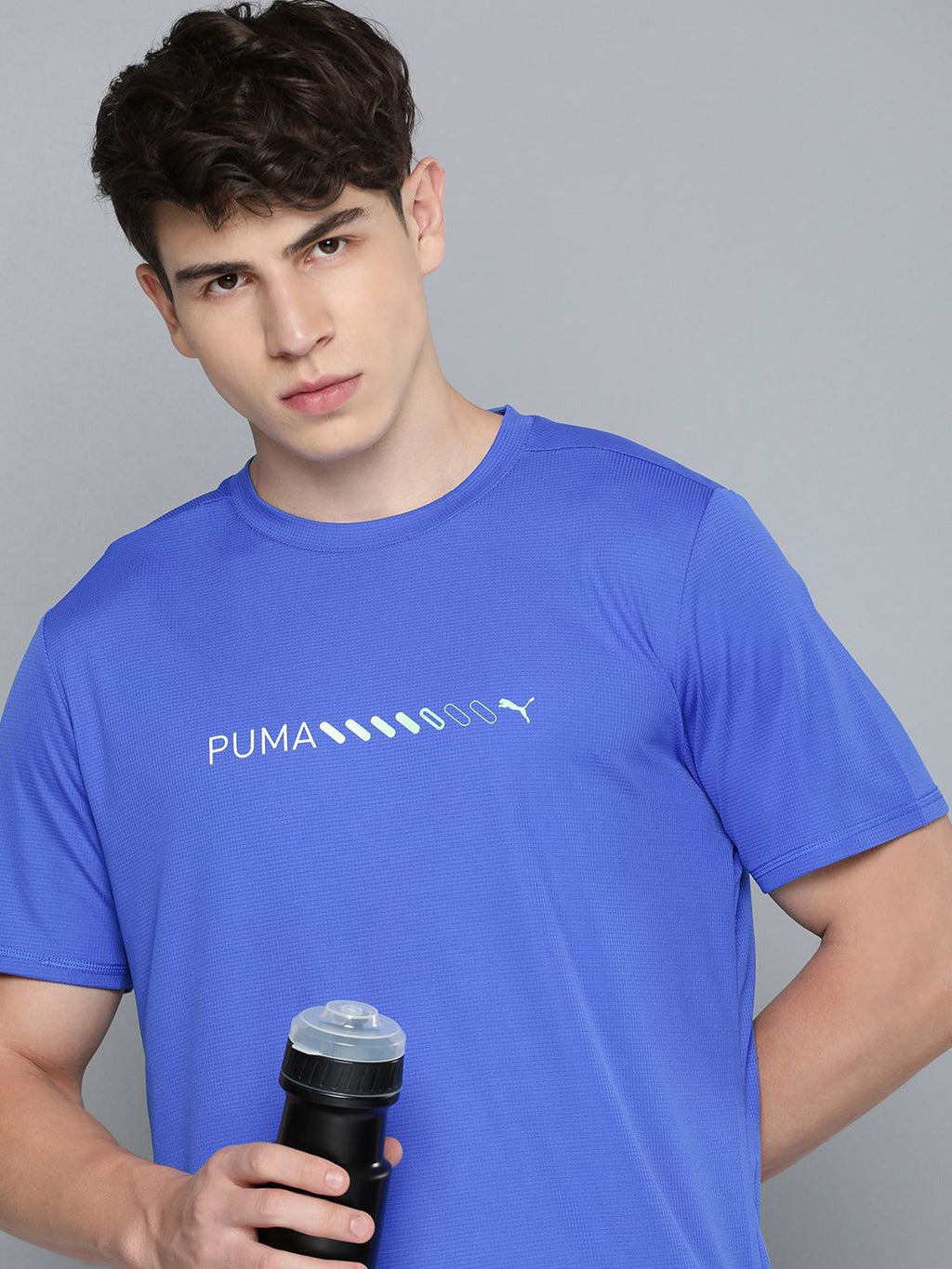  Puma Men Dry Cell Checked Round Neck Running T-shirt