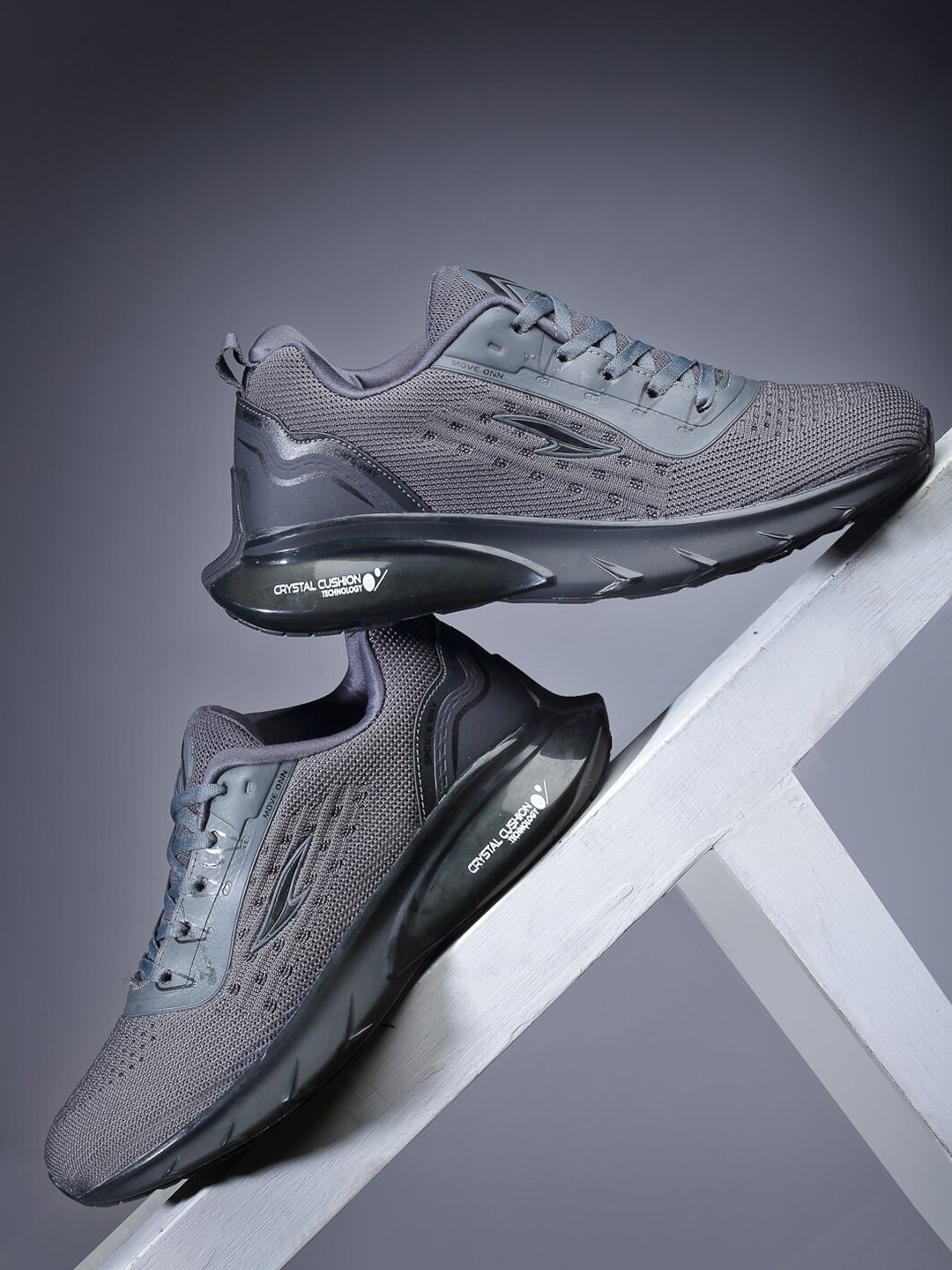  ASIAN Men Grey Mesh Running Non-Marking Shoes