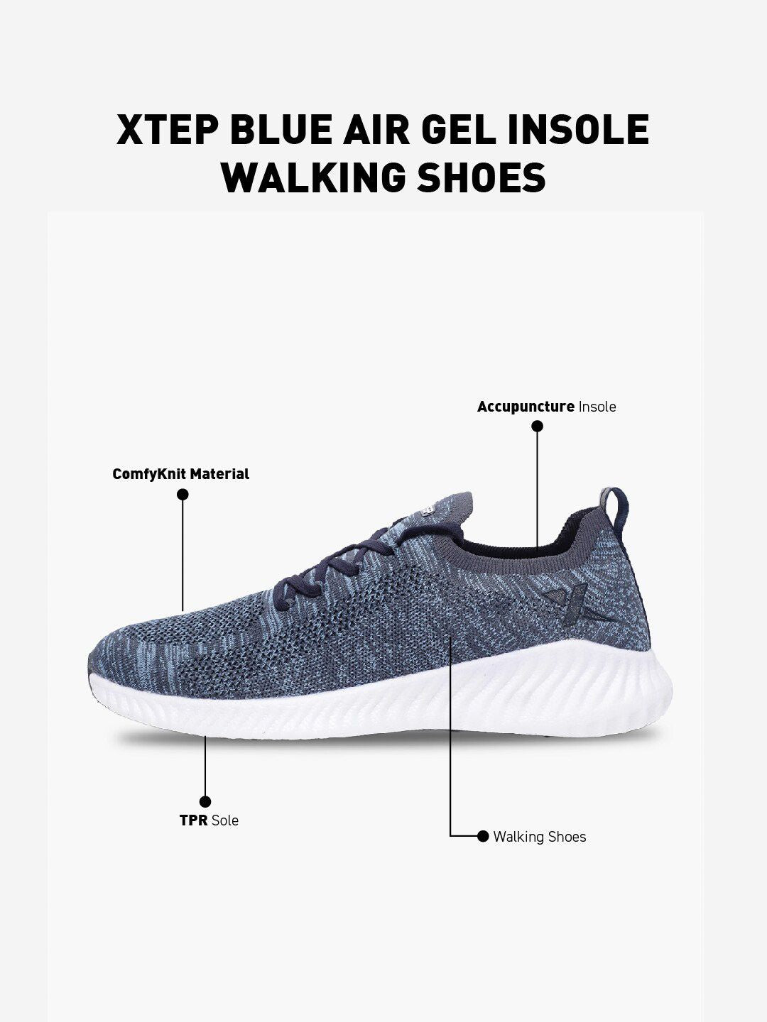  Xtep Men Cushioning PSI Mesh Lightweight Non-Marking Walking Shoes