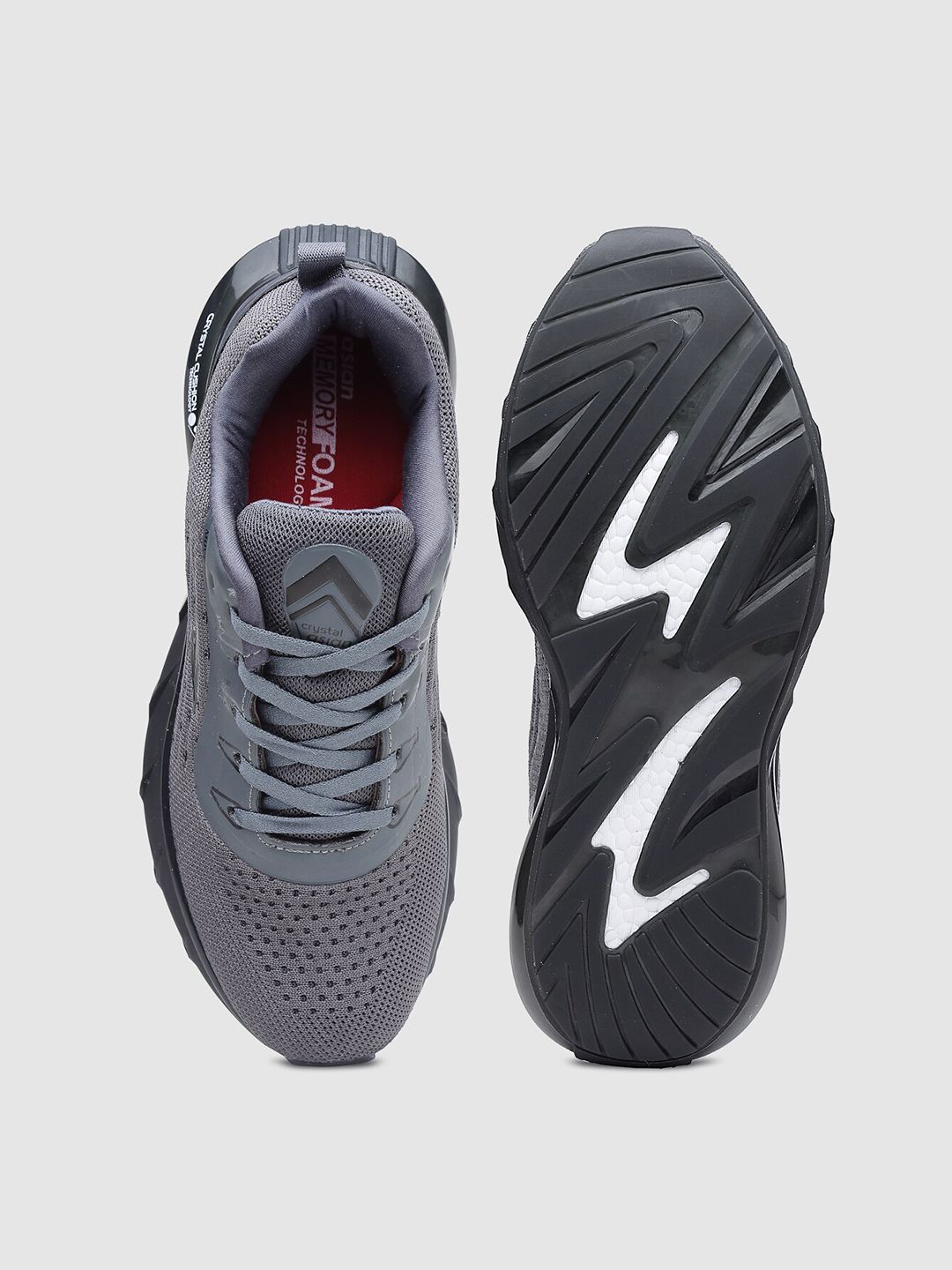  ASIAN Men Grey Mesh Running Non-Marking Shoes
