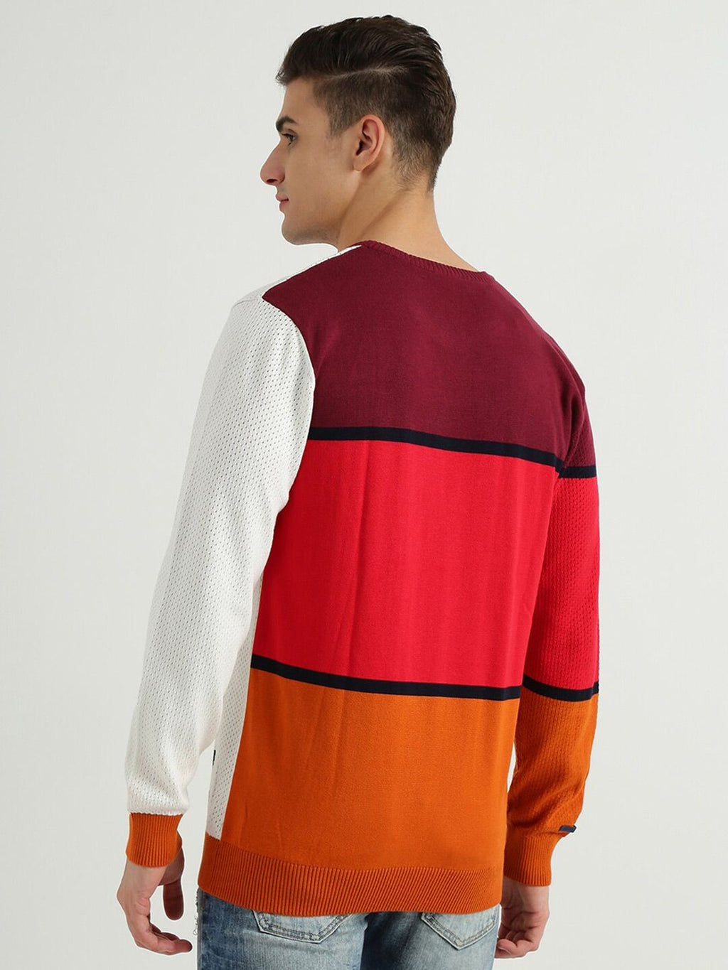  United Colors Of Benetton Men Red Colourblocked Sweatshirt