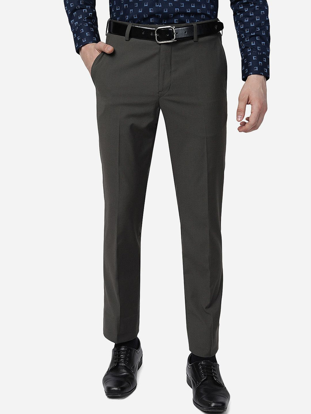  Greenfibre Men Slim Fit Mid-Rise Formal Trousers