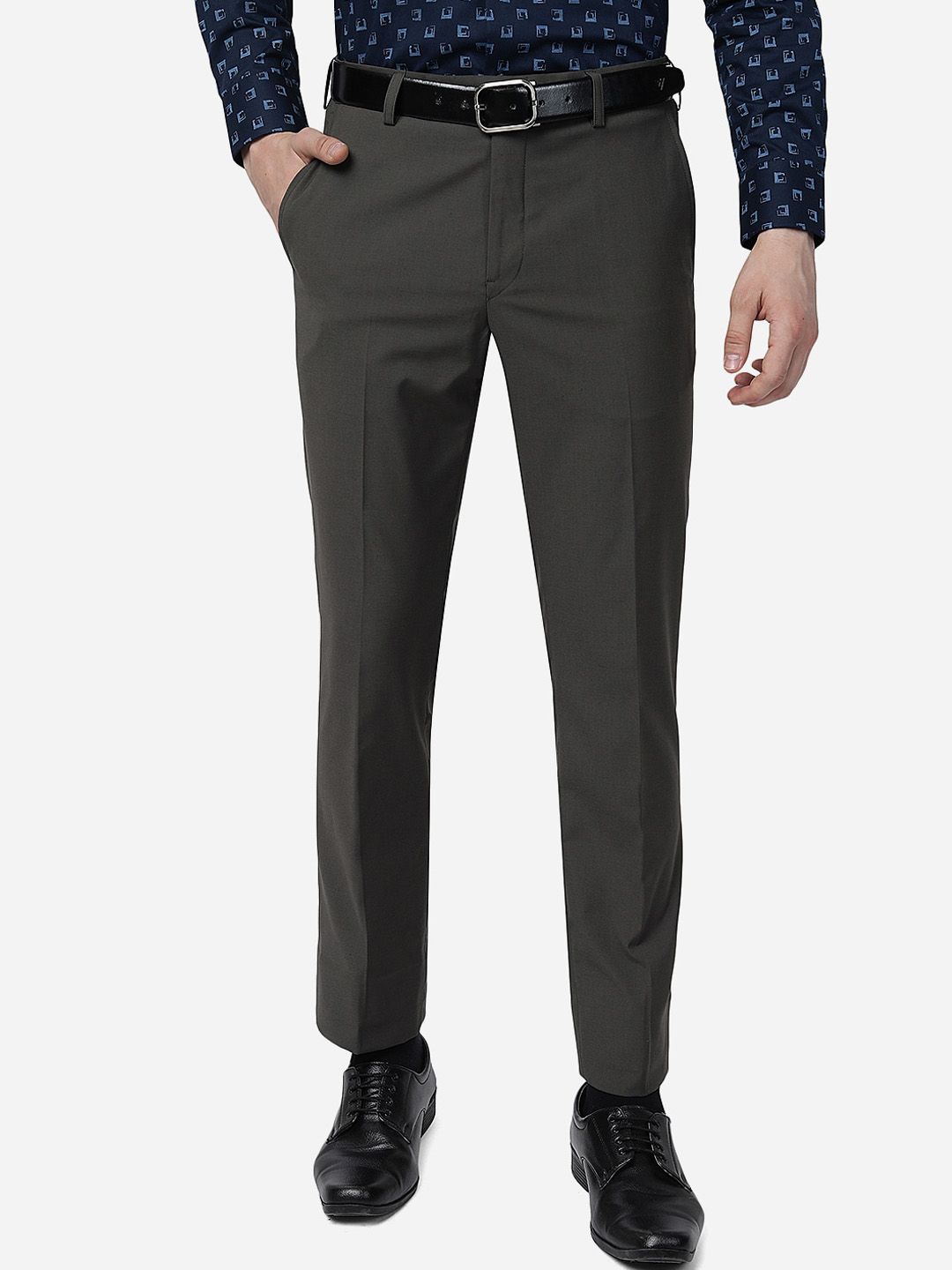  Greenfibre Men Slim Fit Mid-Rise Formal Trousers