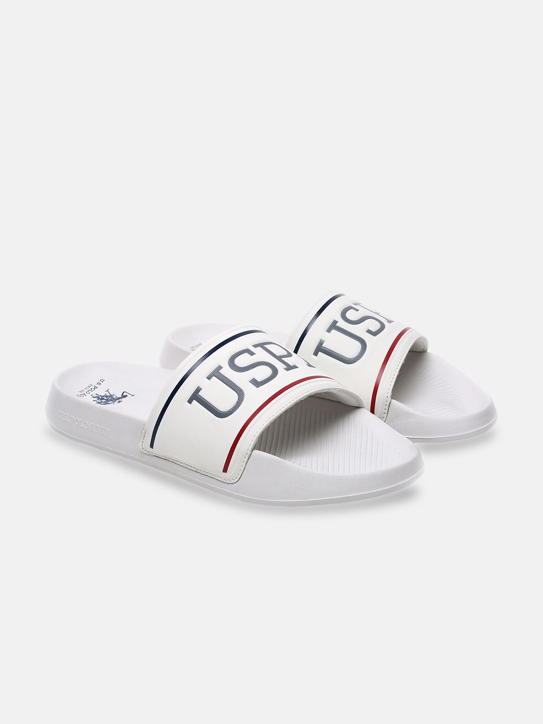 U.S. Polo Assn. U S Polo Assn Men White & Black Printed Sliders