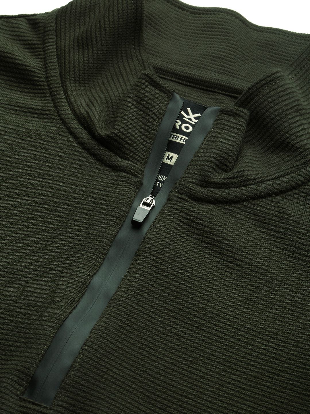  WROGN Men Olive Green Solid Slim Fit Sweatshirt