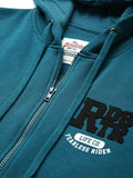 Roadster Men Teal Blue Solid Hooded Sweatshirt