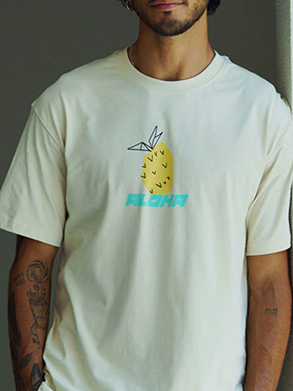  Bonkers Corner Cream-Coloured Oversized Conversational Printed Cotton T-shirt