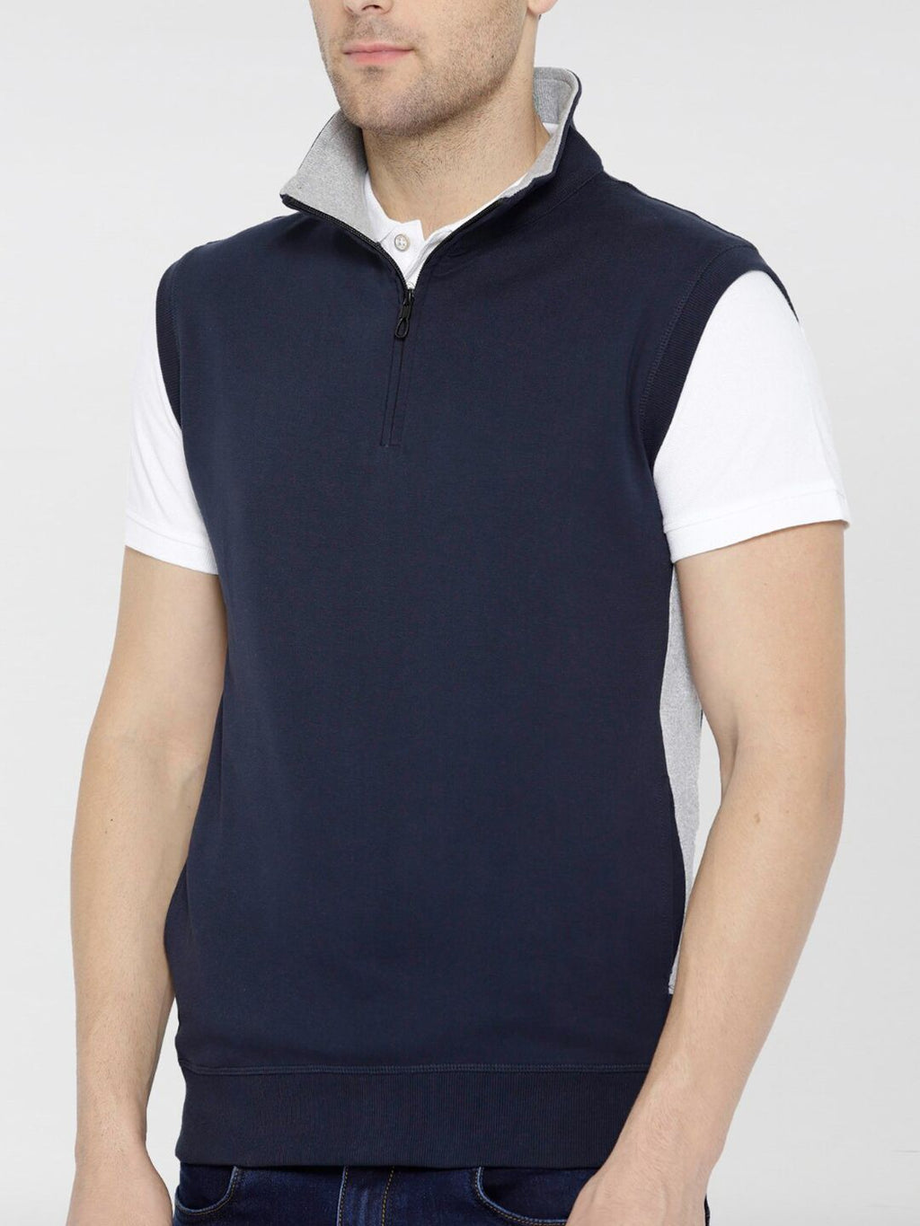  Dream Of Glory Inc Men Navy Blue Solid Sleeveless Pullover Sweatshirt