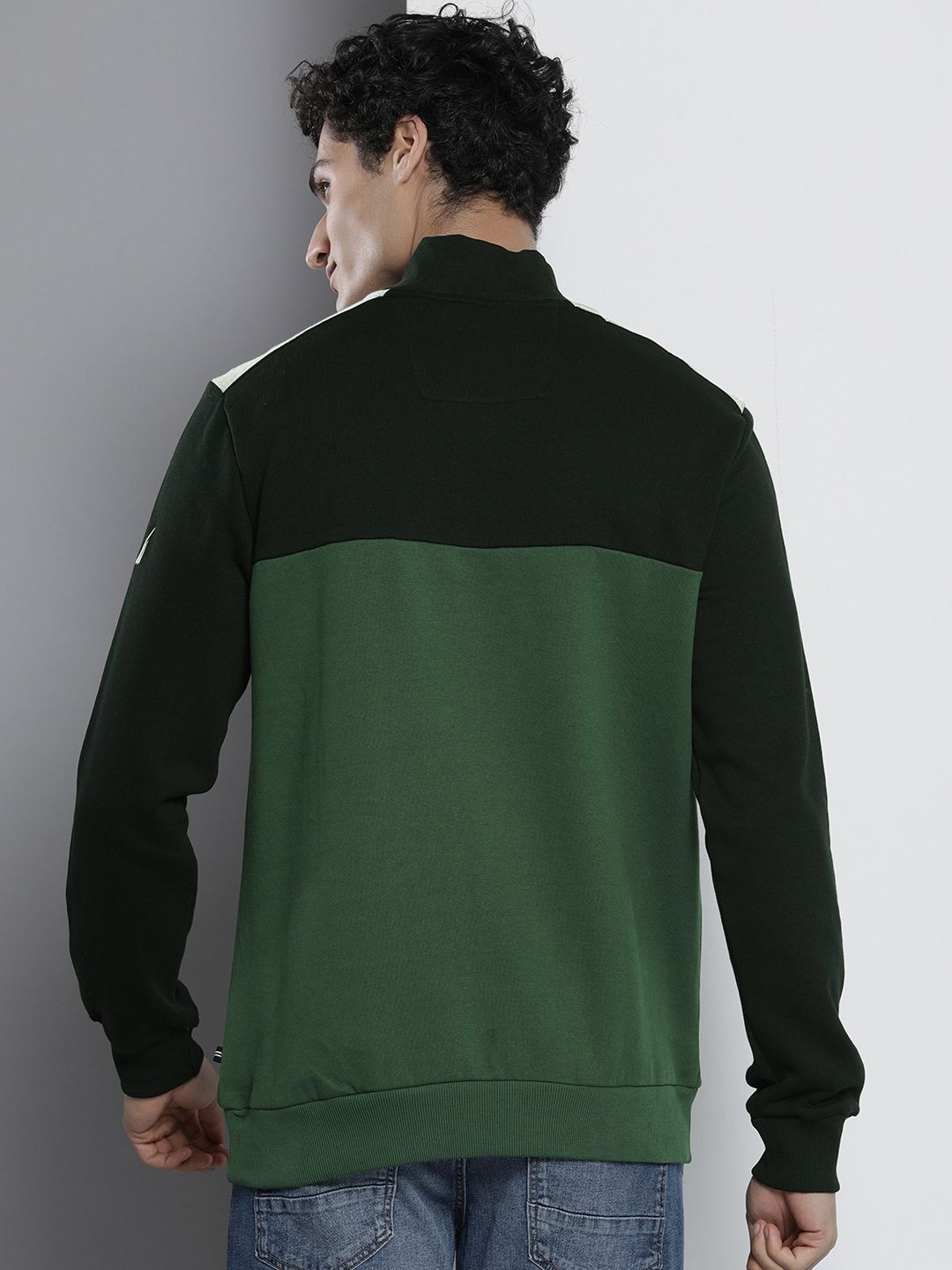  Nautica Men Colourblocked Mock Neck Pullover Sweatshirt