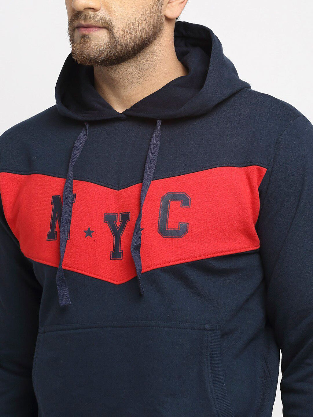  WILD WEST Men Navy Blue Hooded Tracksuit
